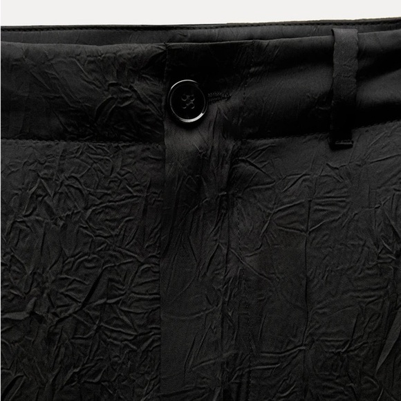 NWT ZARA ZW COLLECTION FEATHERS SHIRT & SATIN EFFECT CRINKLE PANTS - Picture 16 of 16